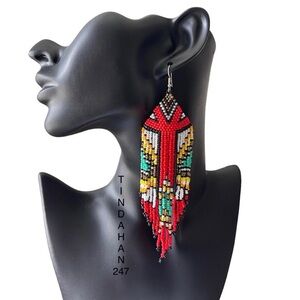 Aztec Traditional Native Earrings Womens Intricately and carefully‎ detailed.